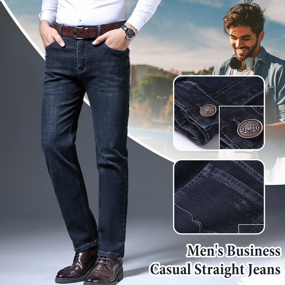 Men's straight casual jeans for autumn and winter