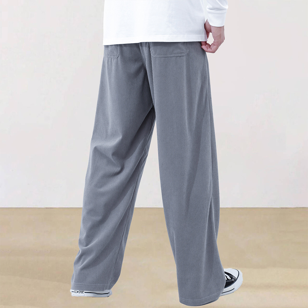 Men's corduroy elastic waist wide-leg trousers