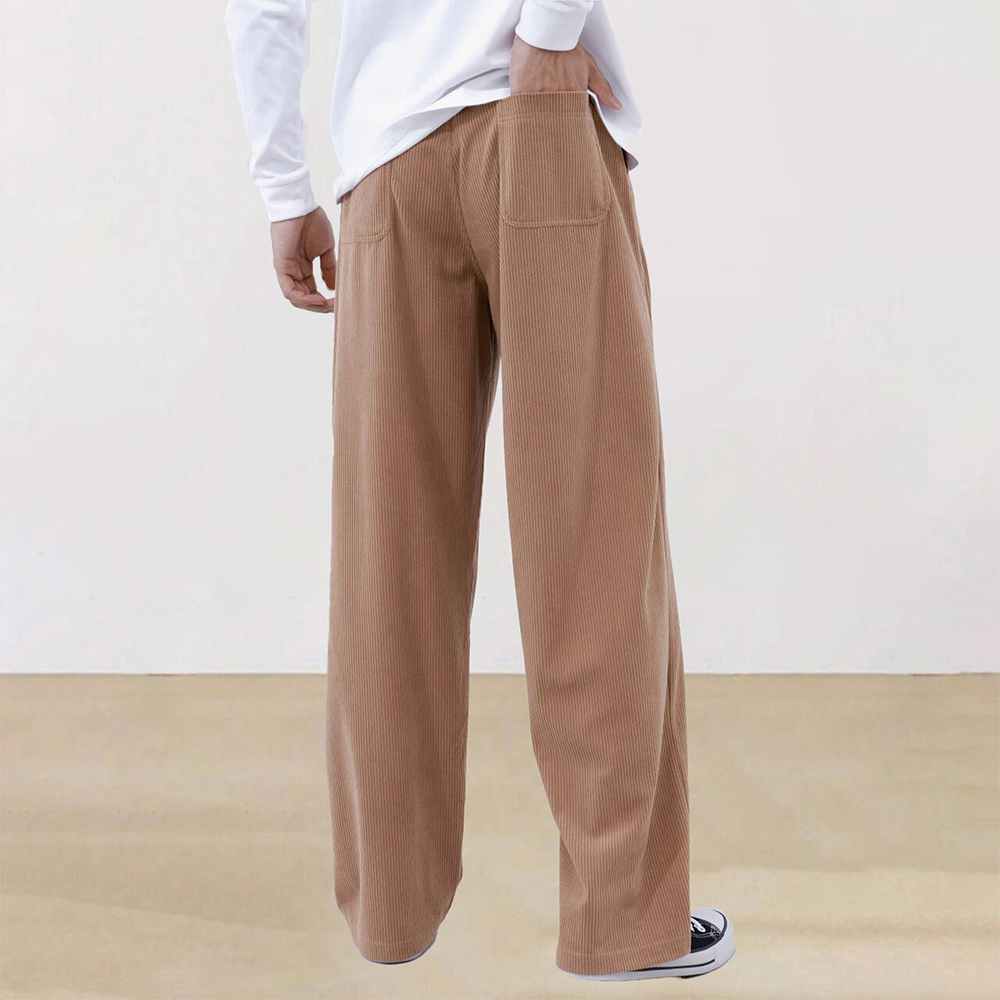 Men's corduroy elastic waist wide-leg trousers