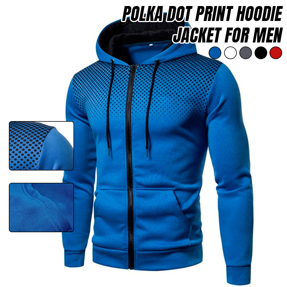 Men's Gradient Polka Dot Print Hoodie Zip-Up Sweatshirt Jacket