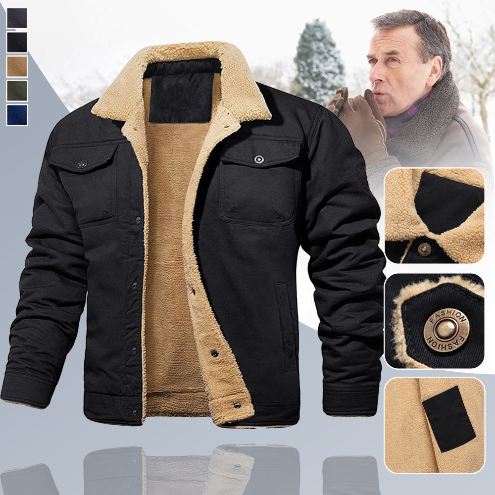 New Men's Plush Thick Lapel Work Jacket