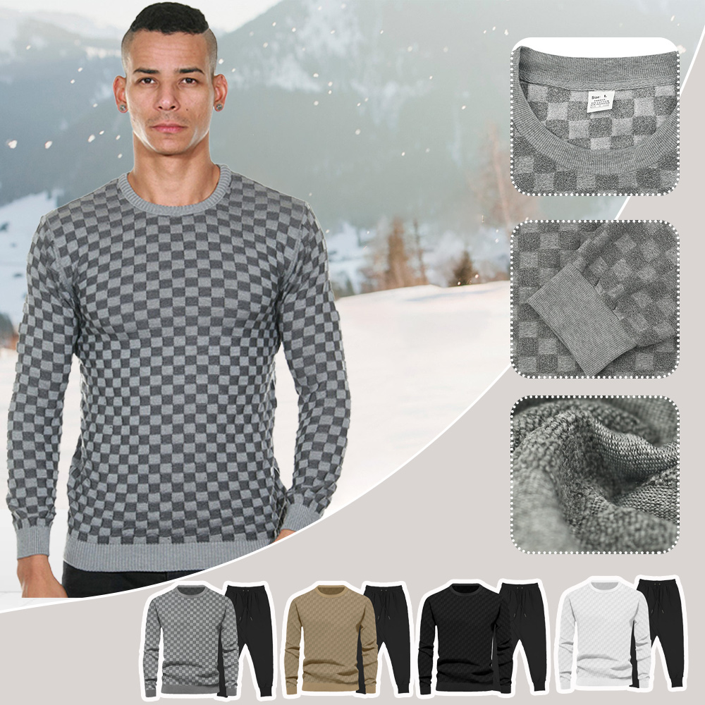 New Men's Round Neck Top and Pants Set for Fall