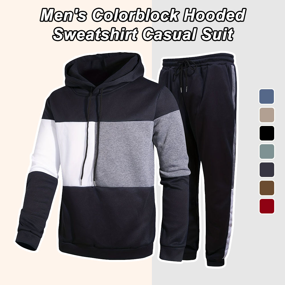 New autumn and winter men's hooded sweatshirt and trousers two-piece set