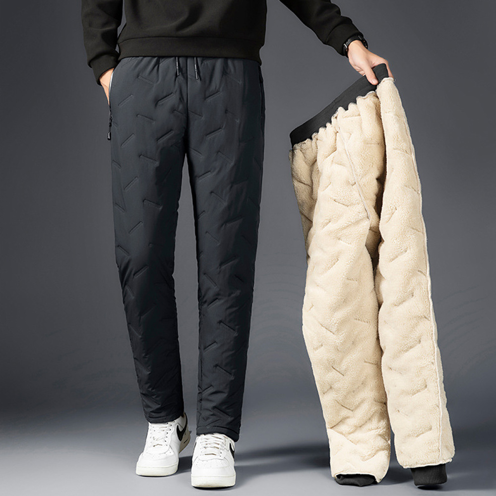 Men's thickened sherpa warm and waterproof cotton pants