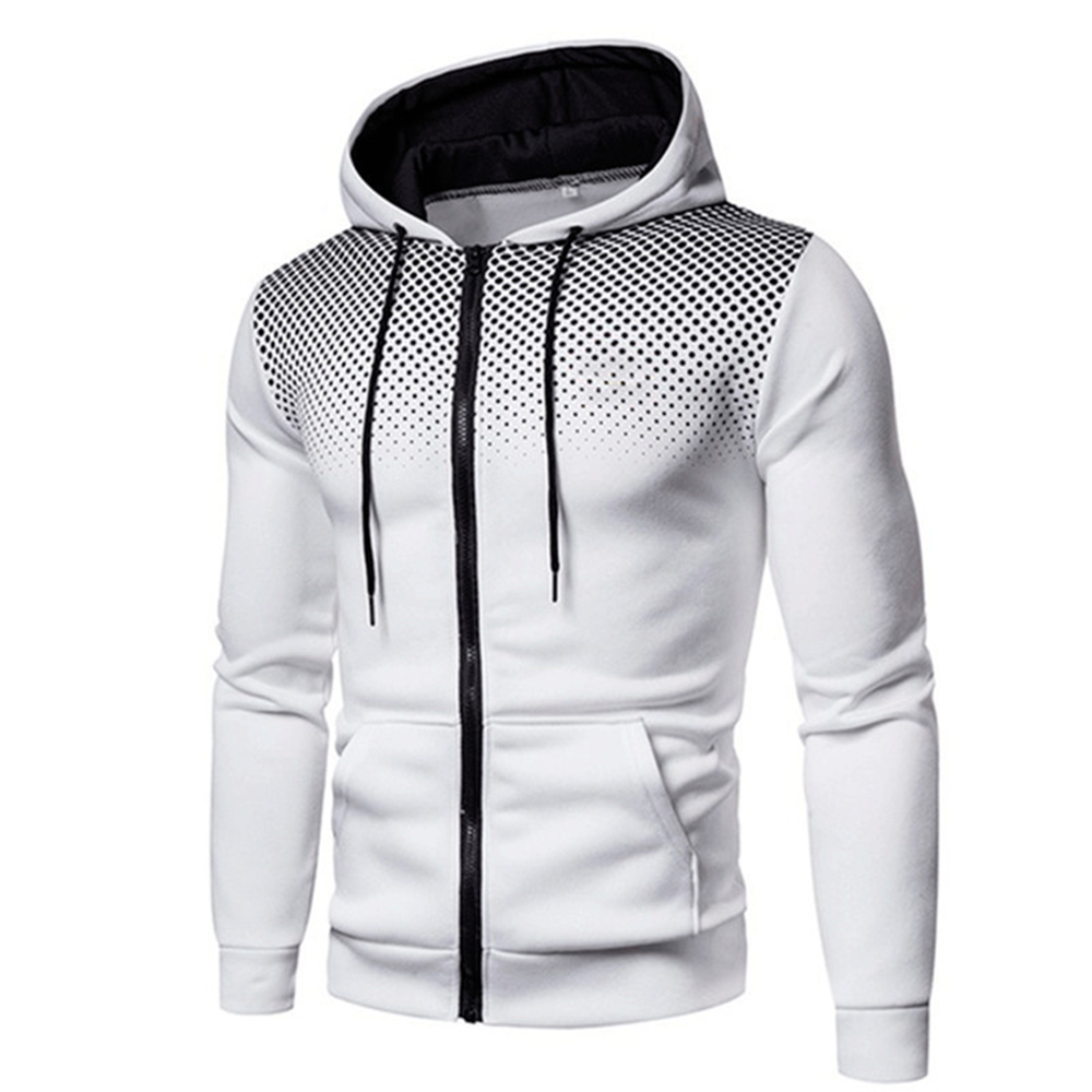 Men's Gradient Polka Dot Print Hoodie Zip-Up Sweatshirt Jacket