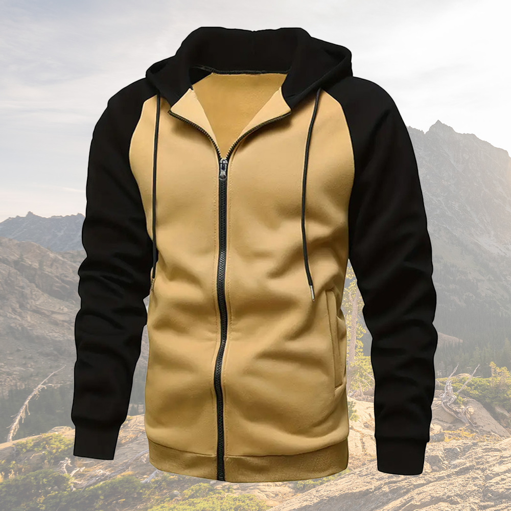 Men's Colorblock Raglan Sleeve Hoodie Cardigan