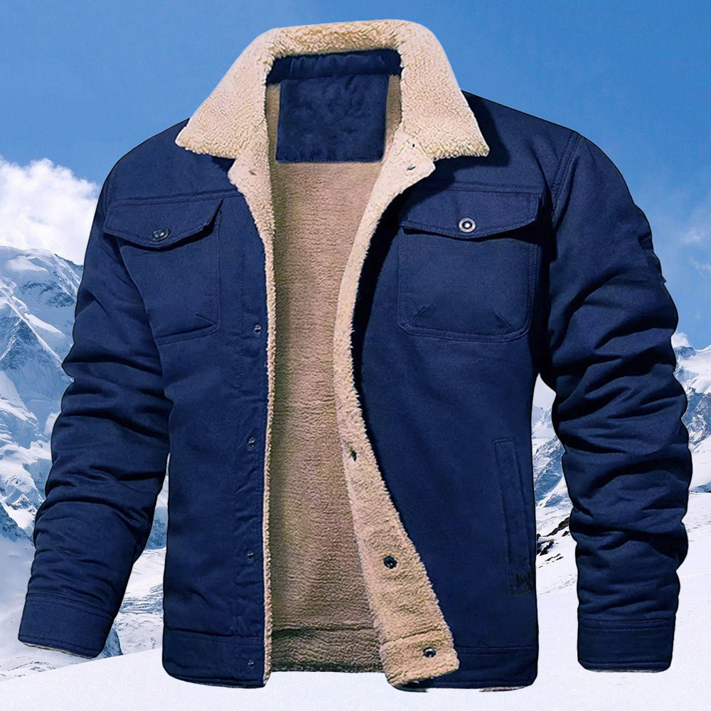 New Men's Plush Thick Lapel Work Jacket
