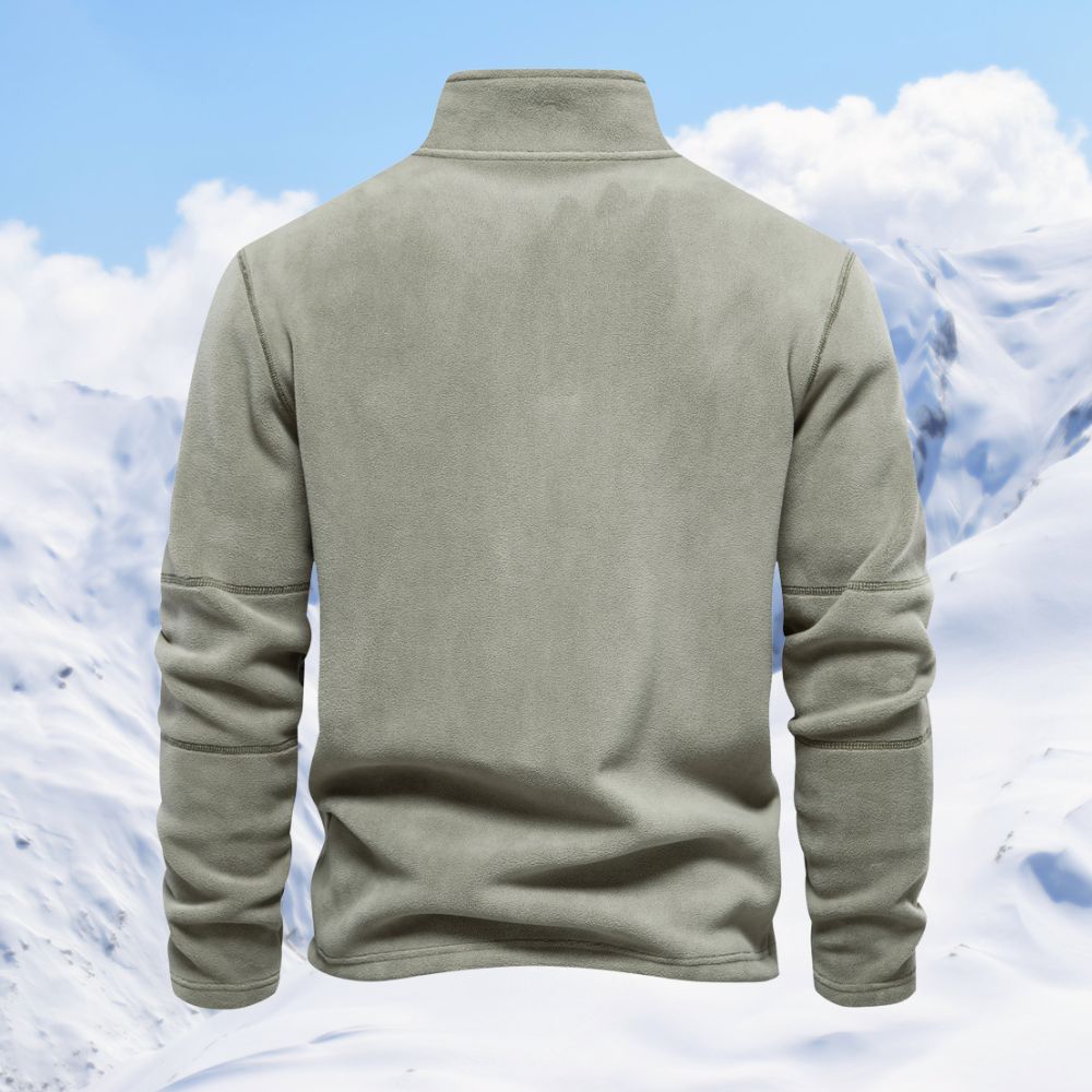 Autumn and winter men's polar fleece half zipper stand collar long sleeve sweatshirt