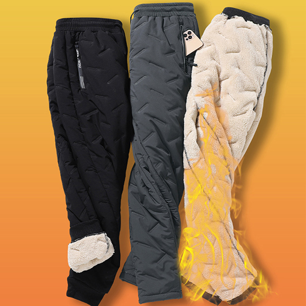 Men's thickened sherpa warm and waterproof cotton pants