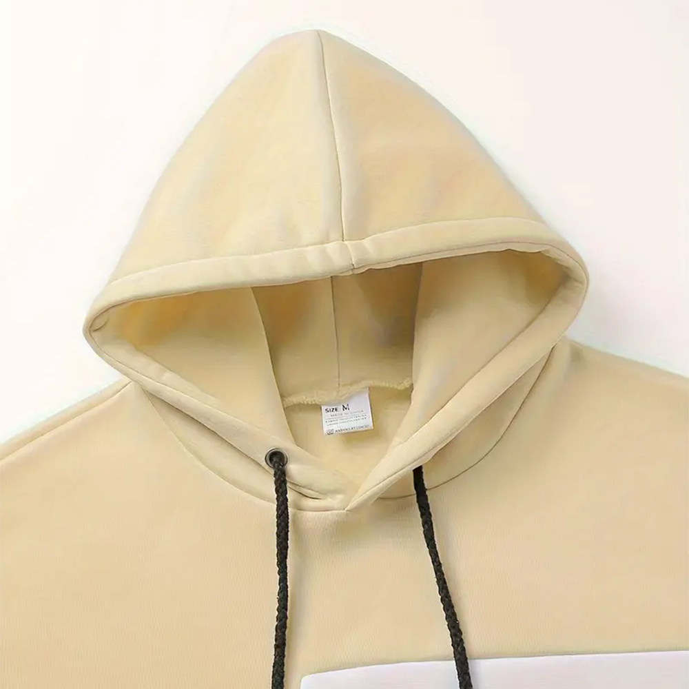 Men's fleece colorblock casual sports hooded sweatshirt and pants two-piece set