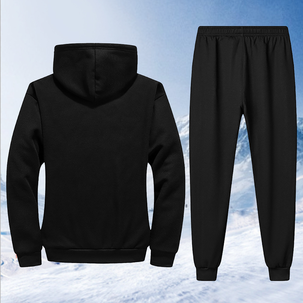 Autumn and winter new men's lambskin hooded jacket and trousers suit