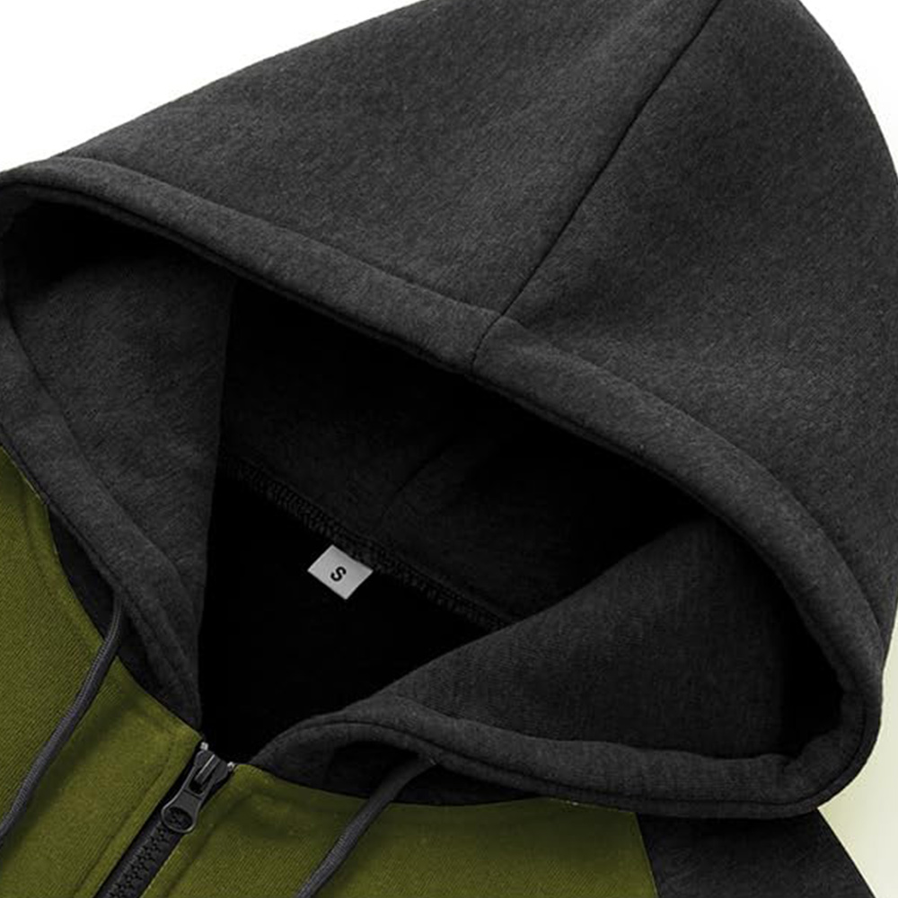 New autumn and winter men's color matching hooded sweatshirt and trousers sports suit