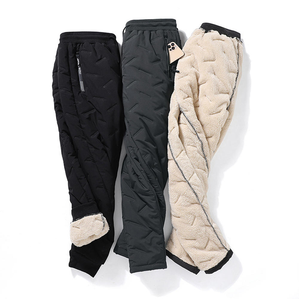 Men's thickened sherpa warm and waterproof cotton pants
