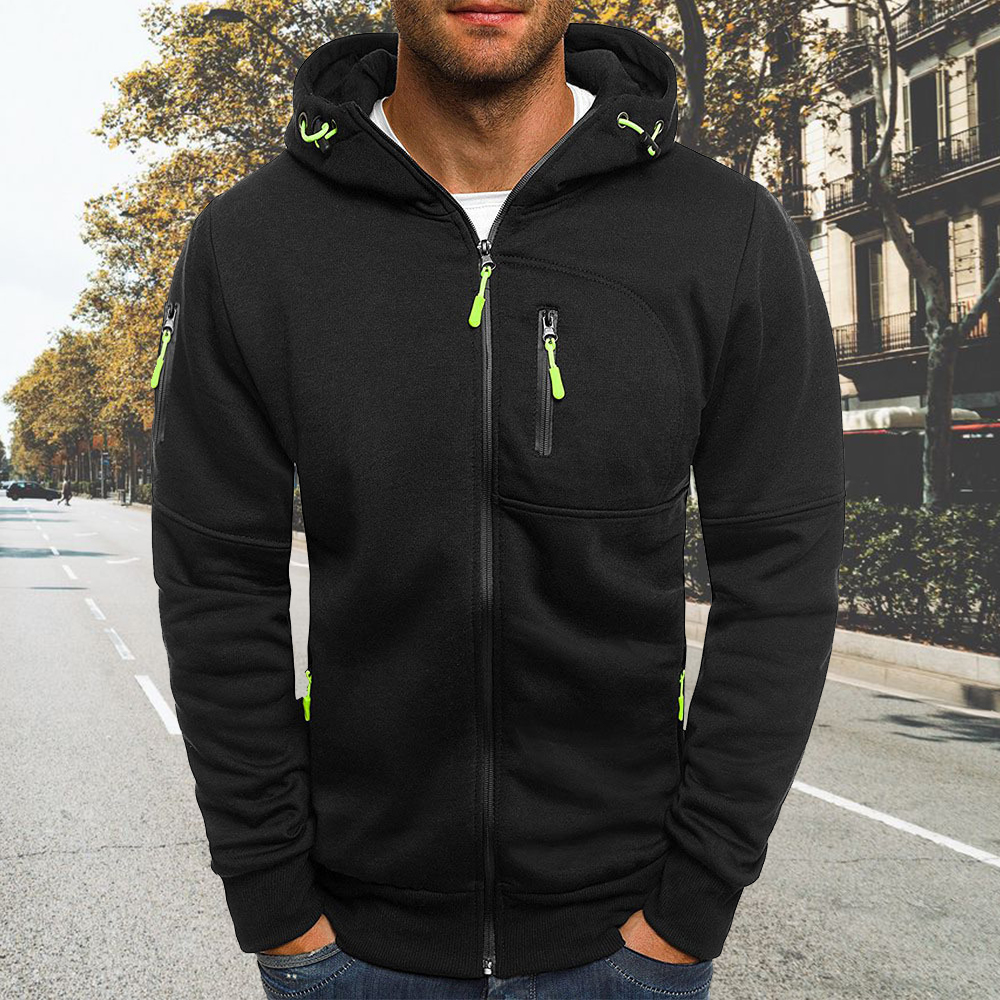 Men's Autumn and Winter Casual Zippered Hooded Cardigan Sweatshirt