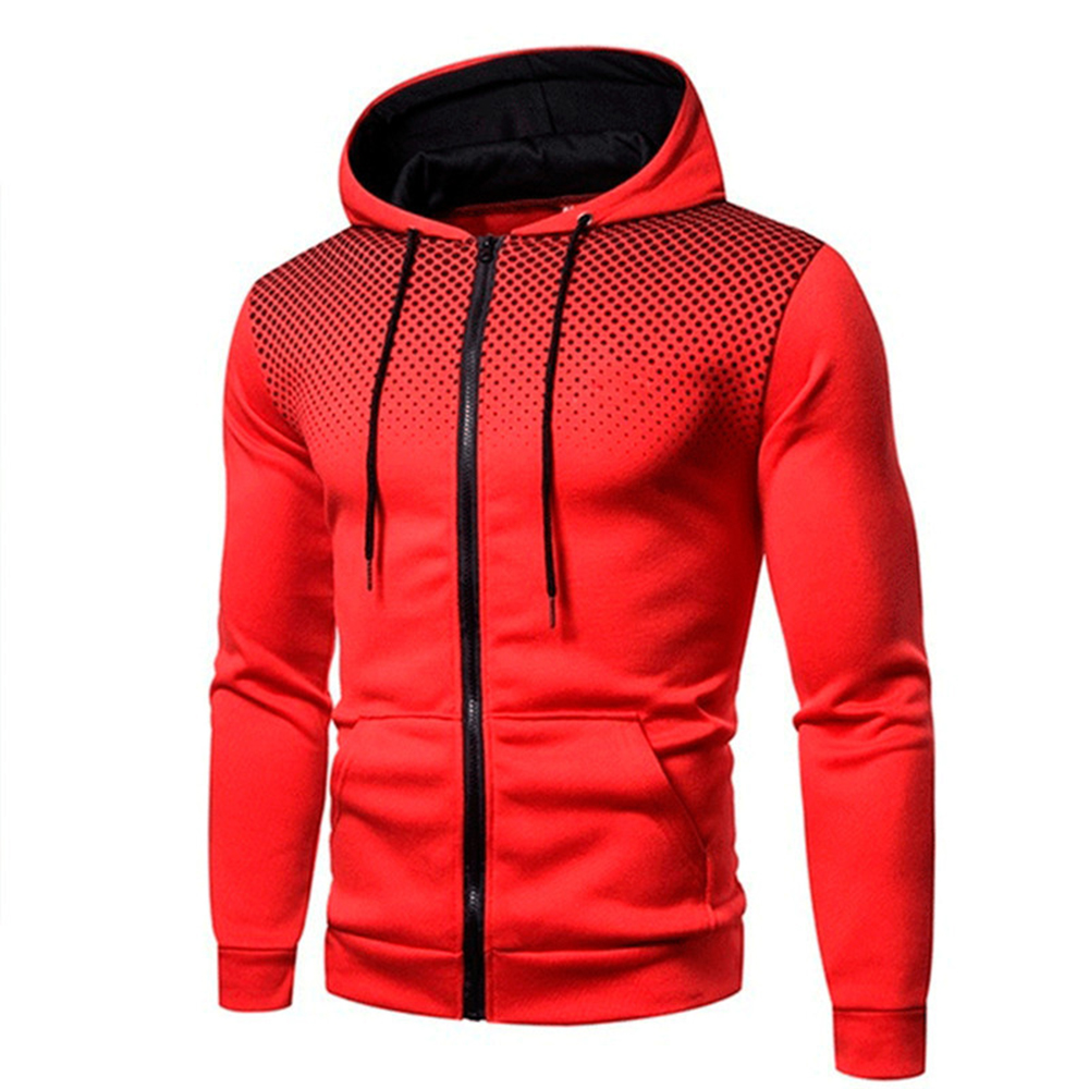 Men's Gradient Polka Dot Print Hoodie Zip-Up Sweatshirt Jacket