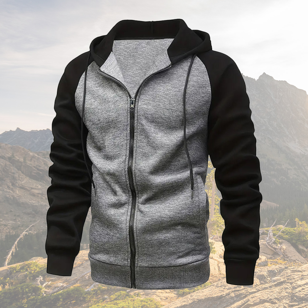 Men's Colorblock Raglan Sleeve Hoodie Cardigan