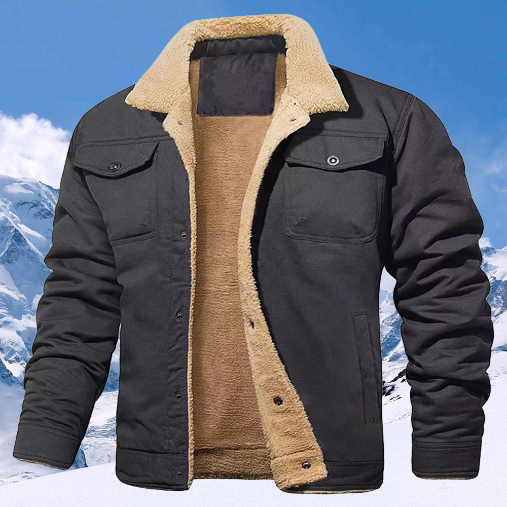 New Men's Plush Thick Lapel Work Jacket
