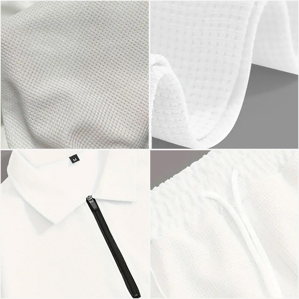 Men's stylish and comfortable lapel two-piece sports casual polo suit