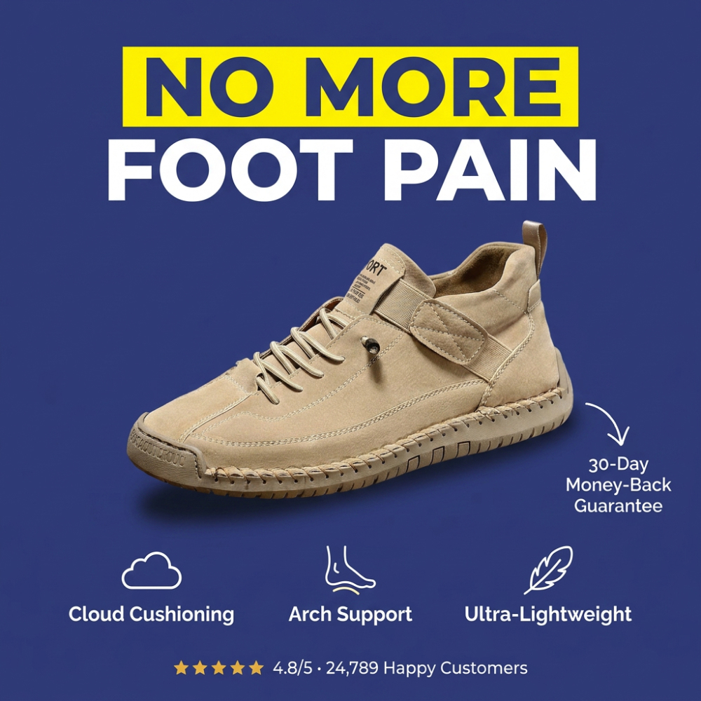 Comfortable & Pain-Free Orthopedic Hand-Stitched Leather Loafers | Anti-Slip Support for Plantar Fasciitis