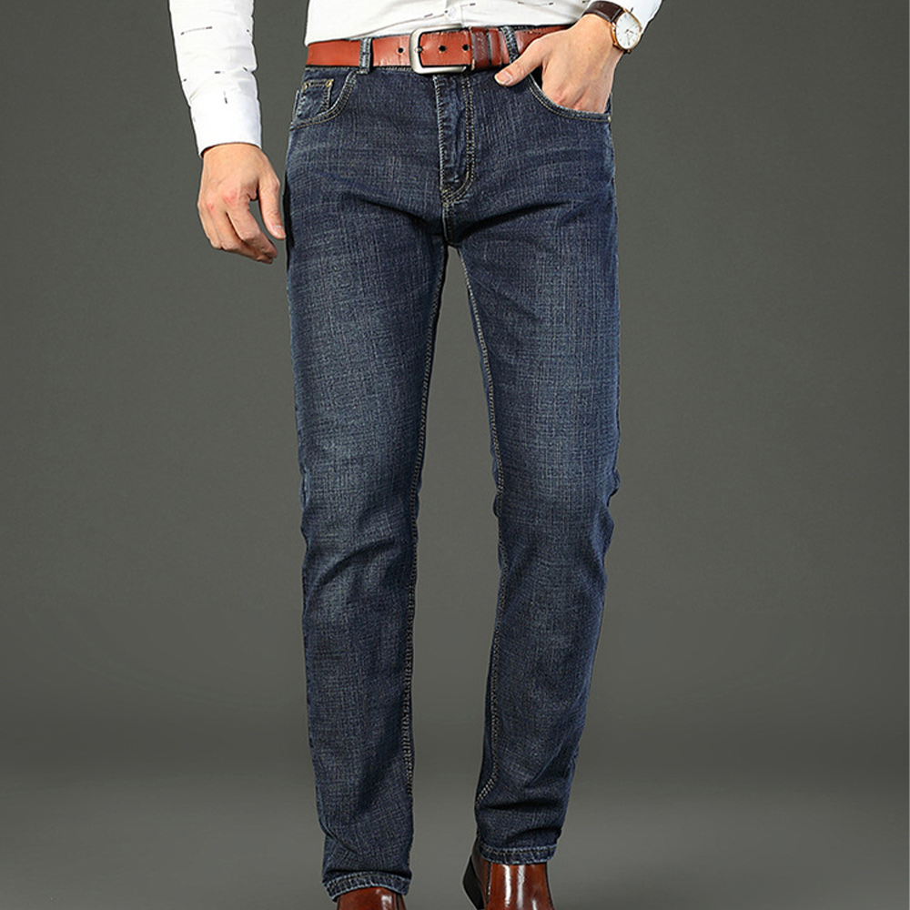 Men's classic slim fit high quality stretch straight business casual jeans