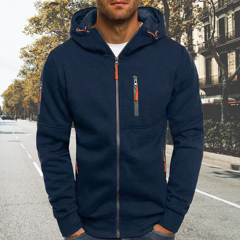Men's Autumn and Winter Casual Zippered Hooded Cardigan Sweatshirt