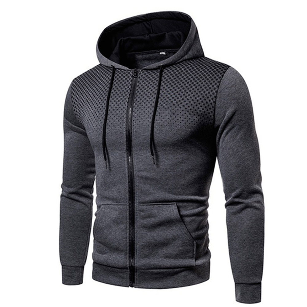 Men's Gradient Polka Dot Print Hoodie Zip-Up Sweatshirt Jacket