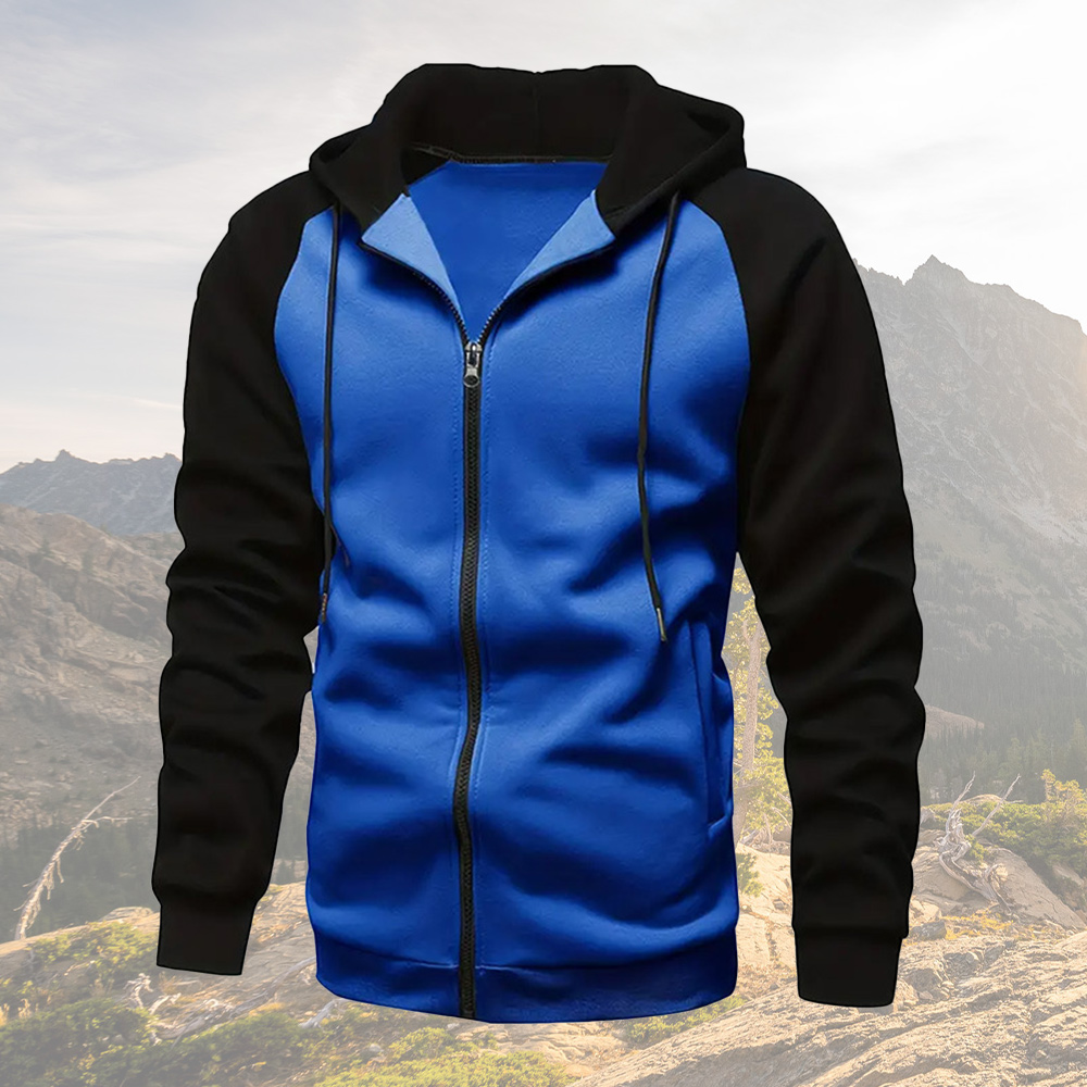 Men's Colorblock Raglan Sleeve Hoodie Cardigan