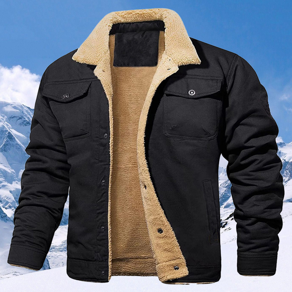 New Men's Plush Thick Lapel Work Jacket