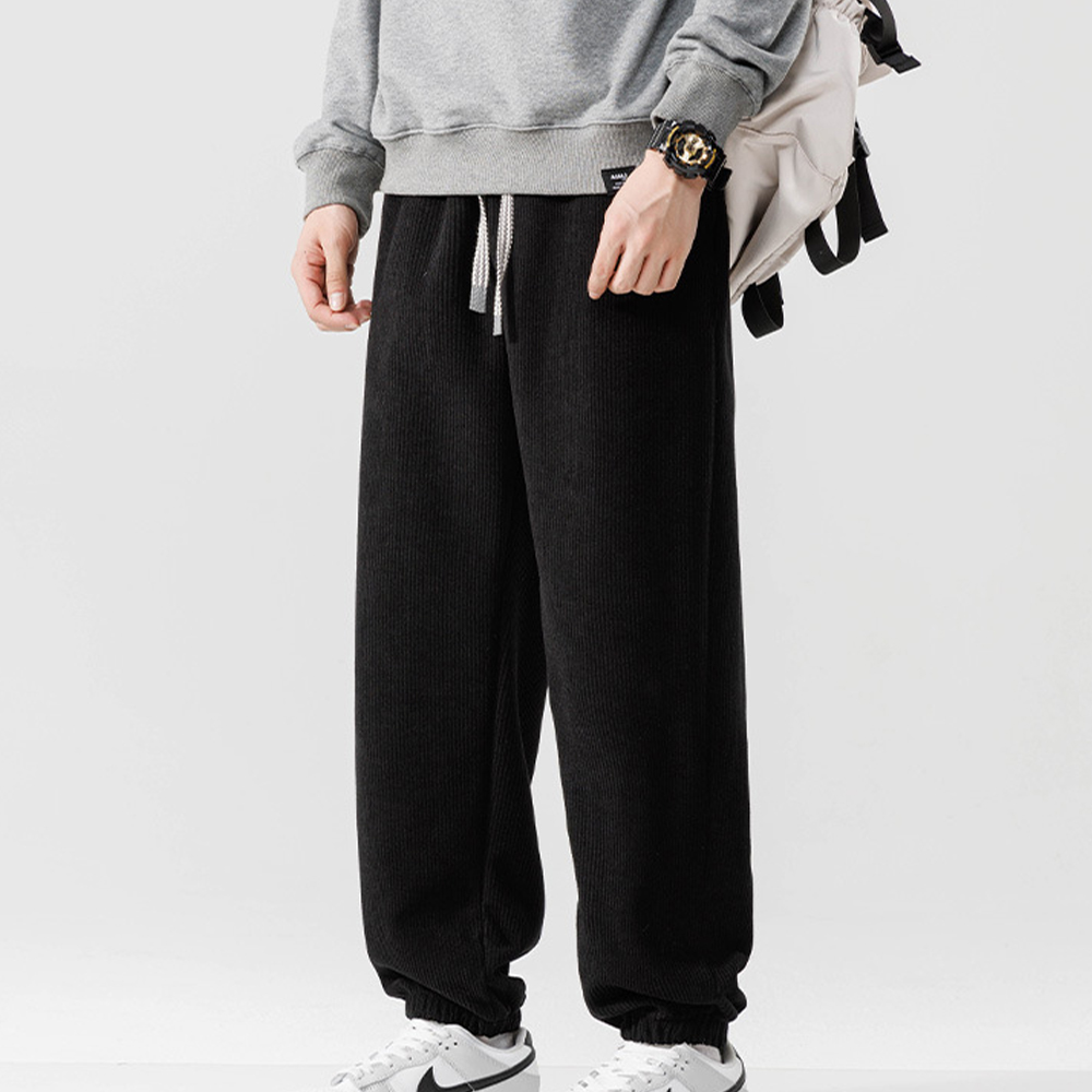 Men's autumn and winter new solid color fashion wide-leg jogger pants Sweatpants
