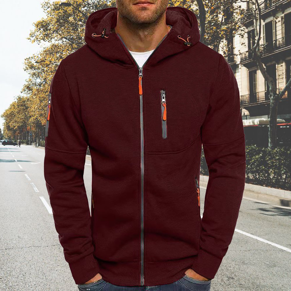 Men's Autumn and Winter Casual Zippered Hooded Cardigan Sweatshirt