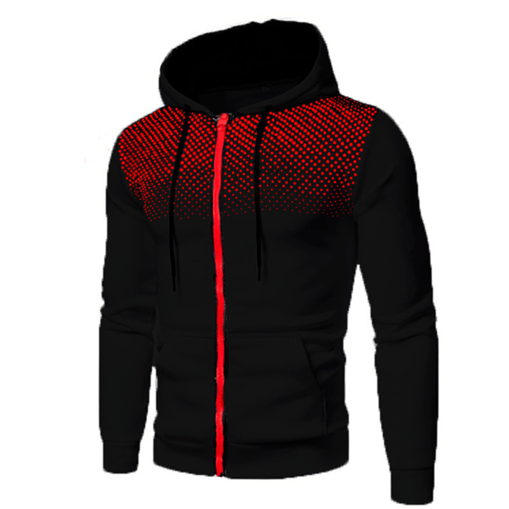 Men's Gradient Polka Dot Print Hoodie Zip-Up Sweatshirt Jacket