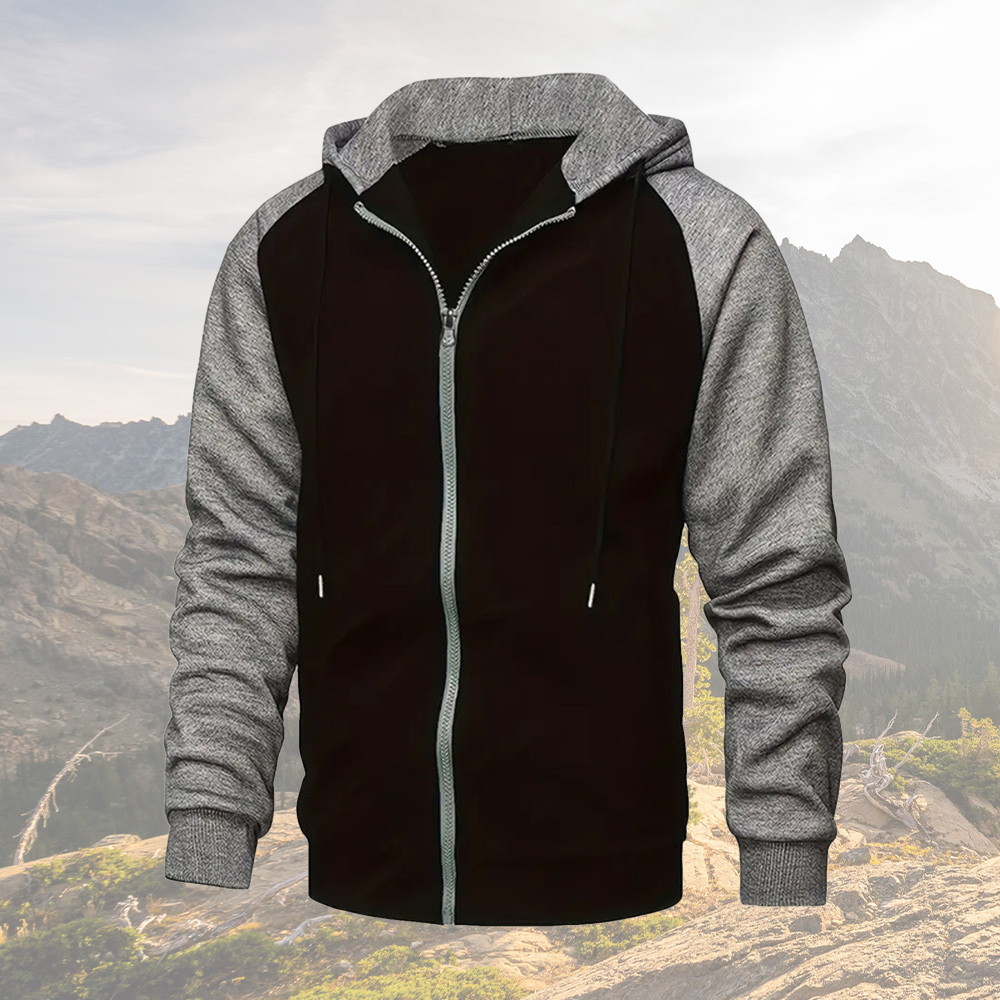 Men's Colorblock Raglan Sleeve Hoodie Cardigan