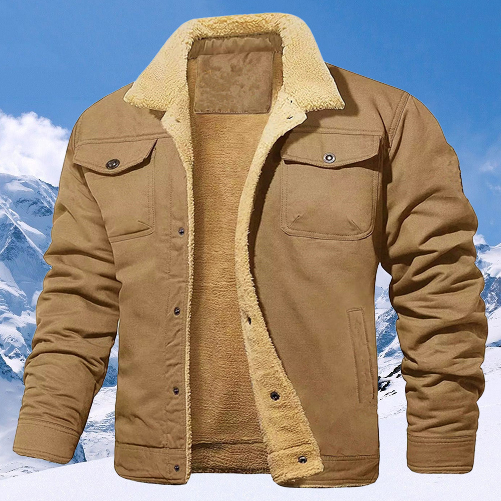 New Men's Plush Thick Lapel Work Jacket