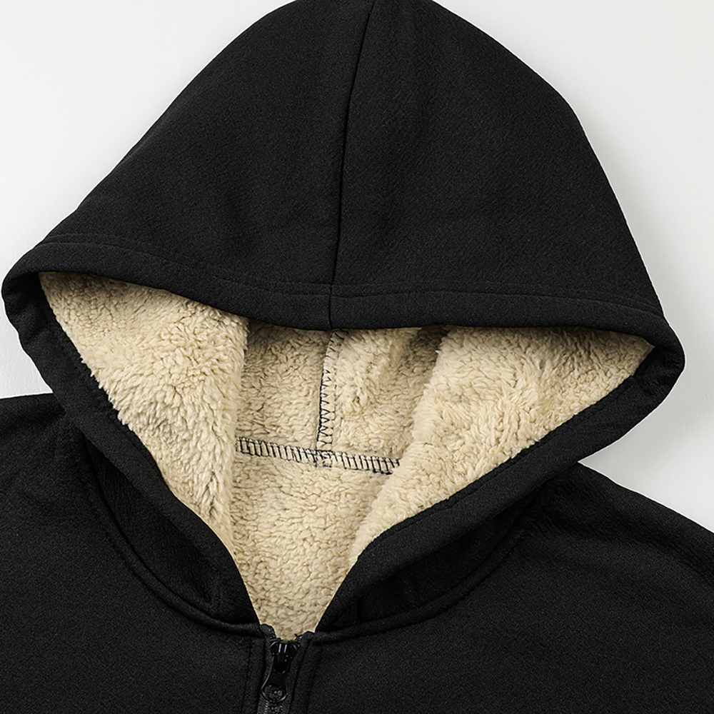 Autumn and winter new men's lambskin hooded jacket and trousers suit