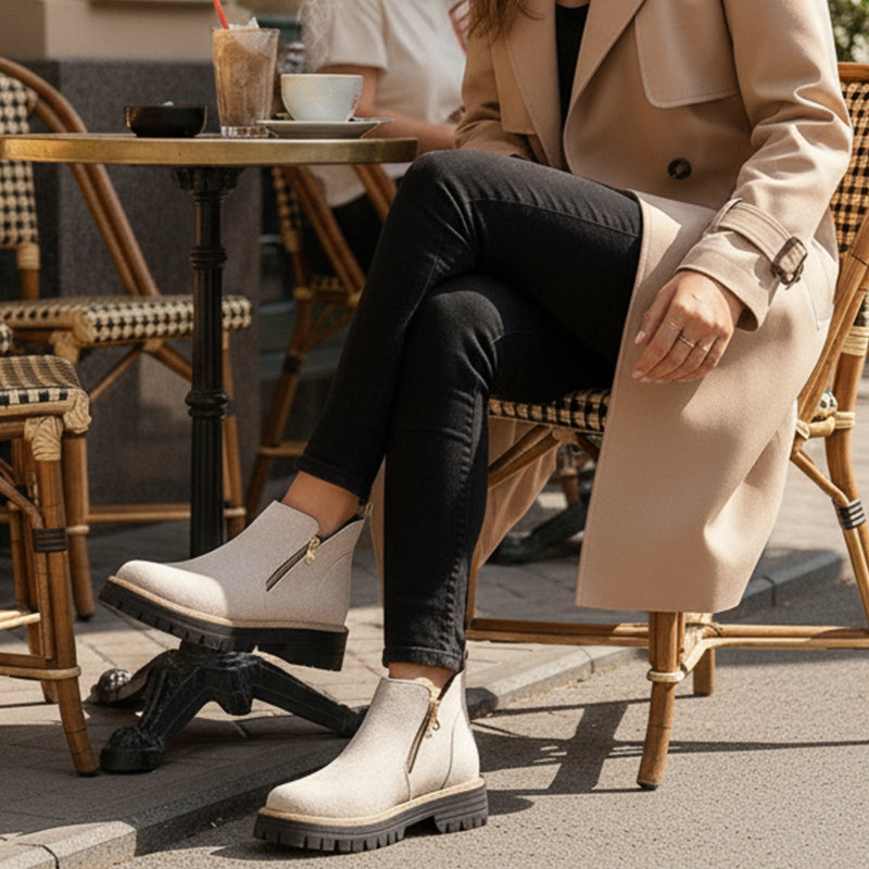 Women's Round-Toe Ankle Boots with Side Zipper