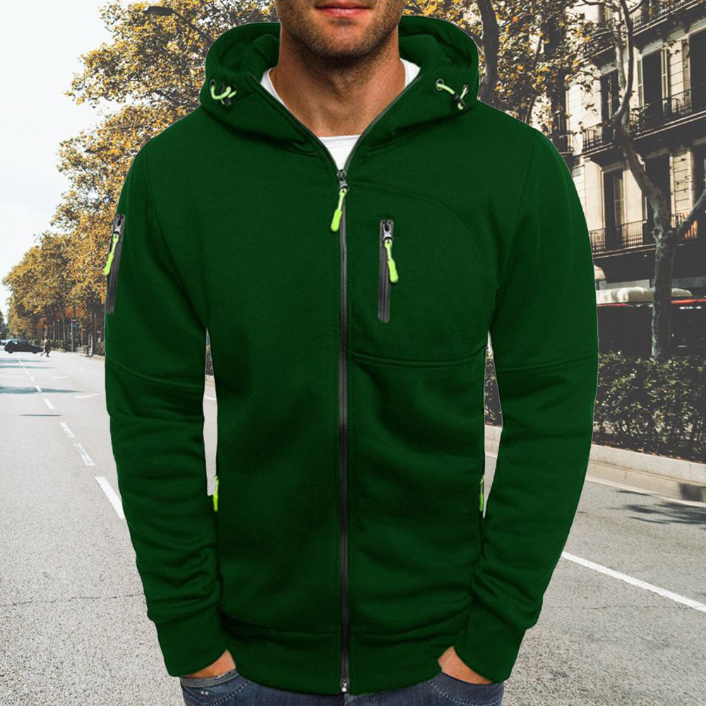 Men's Autumn and Winter Casual Zippered Hooded Cardigan Sweatshirt