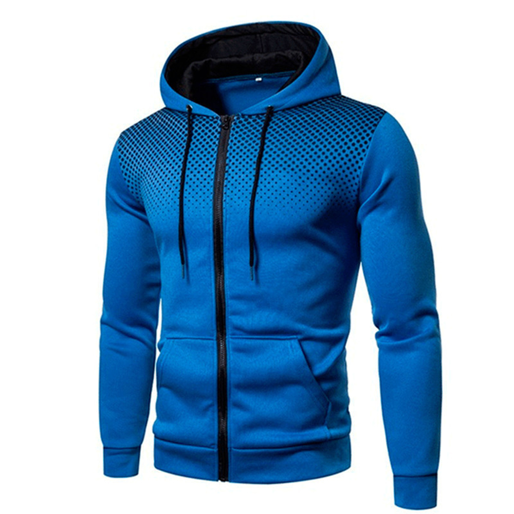 Men's Gradient Polka Dot Print Hoodie Zip-Up Sweatshirt Jacket