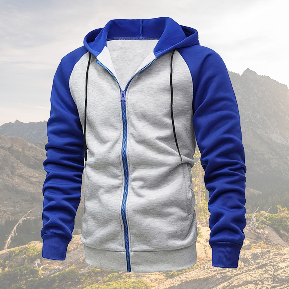 Men's Colorblock Raglan Sleeve Hoodie Cardigan