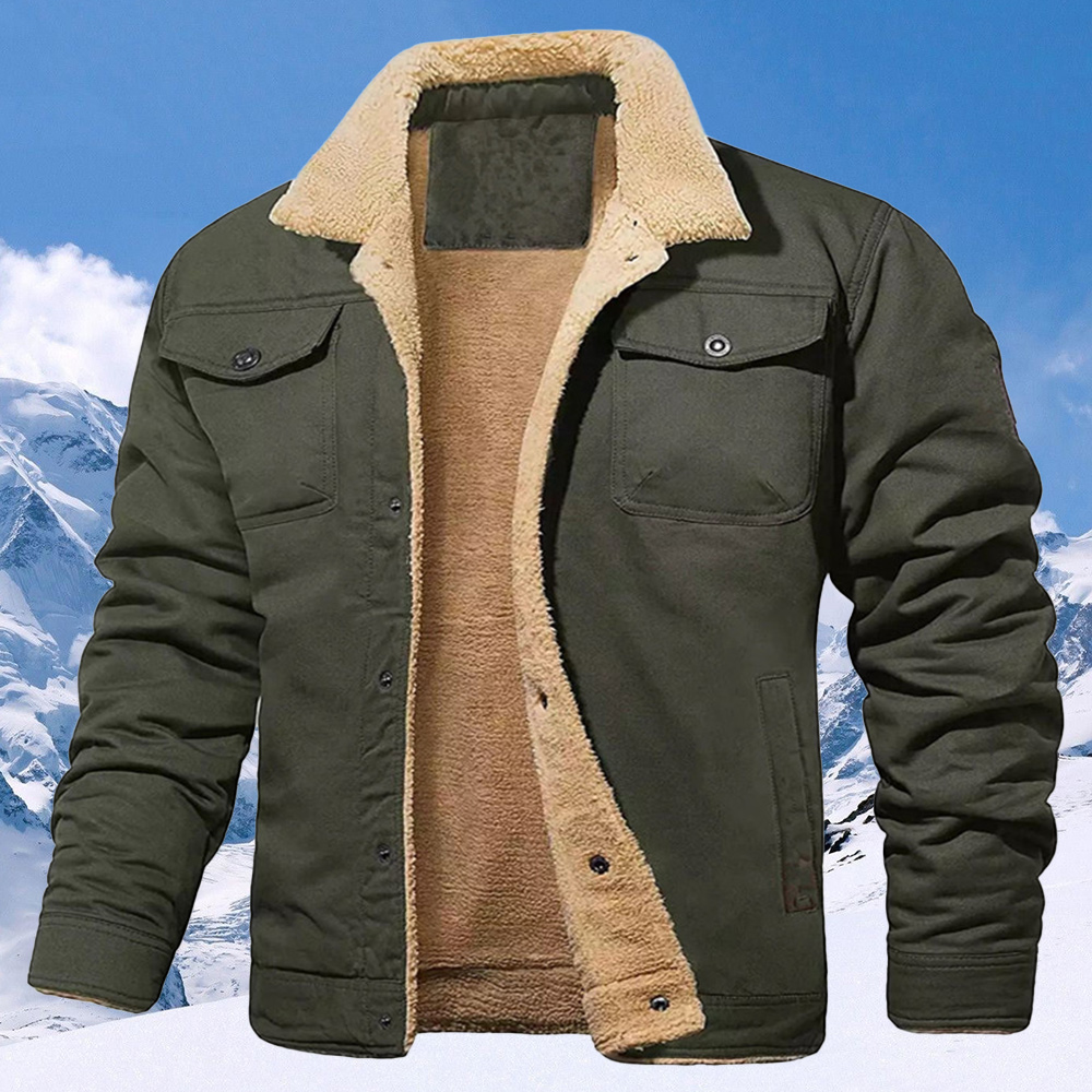 New Men's Plush Thick Lapel Work Jacket