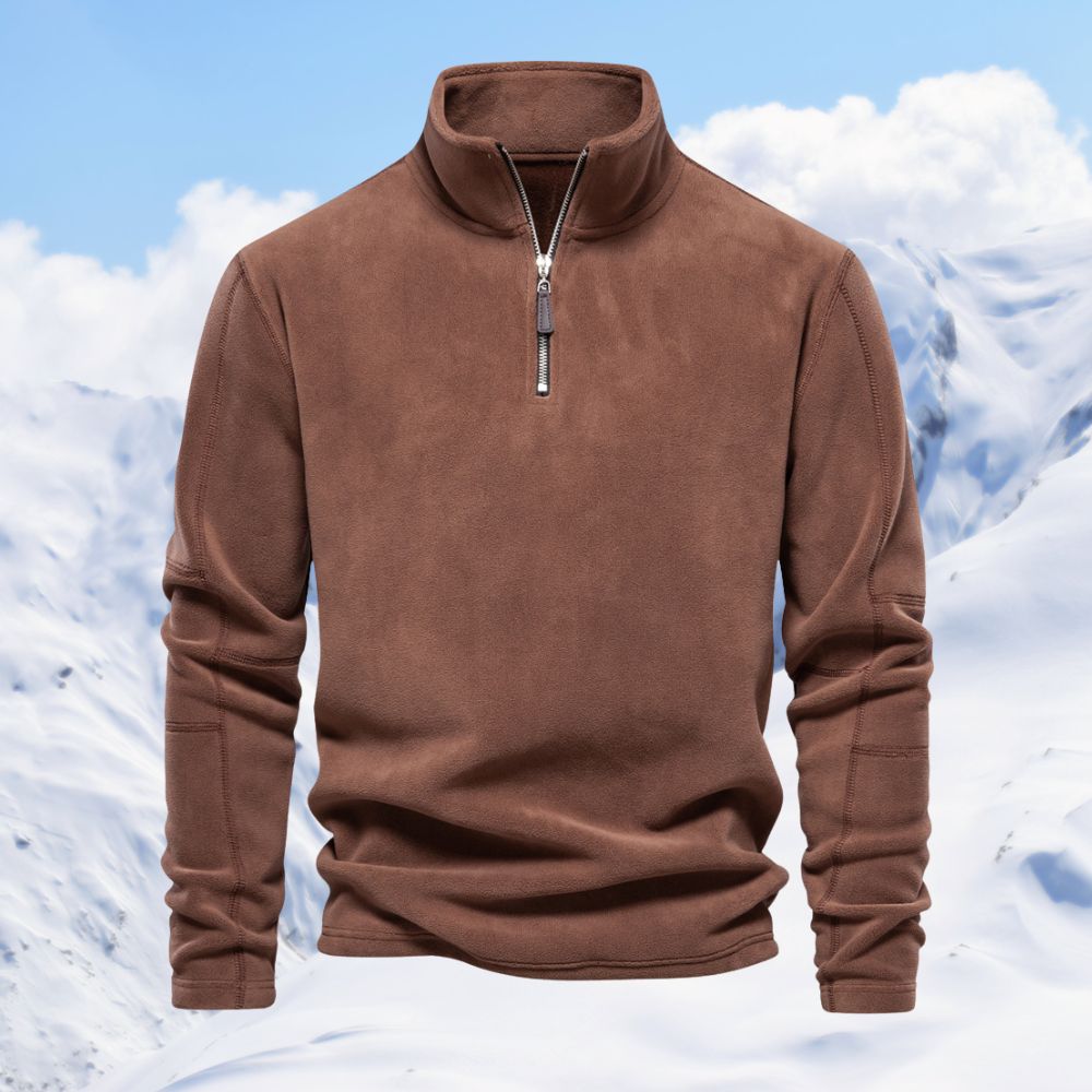 Autumn and winter men's polar fleece half zipper stand collar long sleeve sweatshirt
