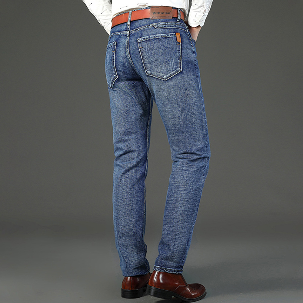 Men's classic slim fit high quality stretch straight business casual jeans