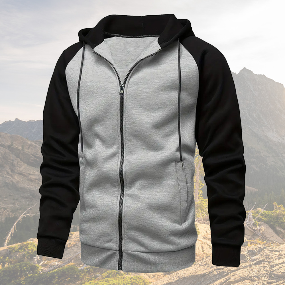 Men's Colorblock Raglan Sleeve Hoodie Cardigan
