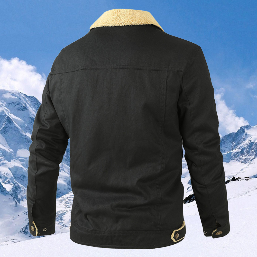 New Men's Plush Thick Lapel Work Jacket