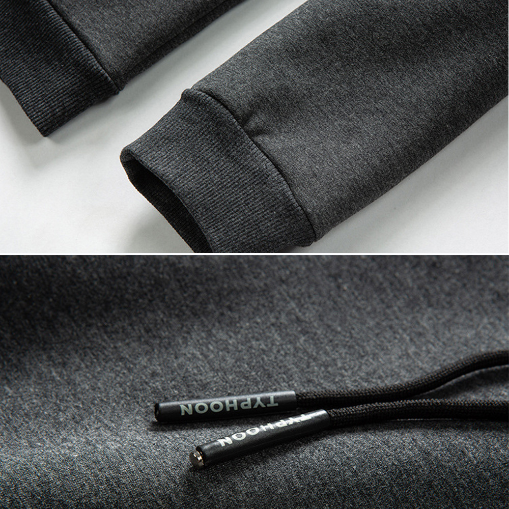 New autumn and winter men's lambswool thickened warm hooded sweatshirt suit
