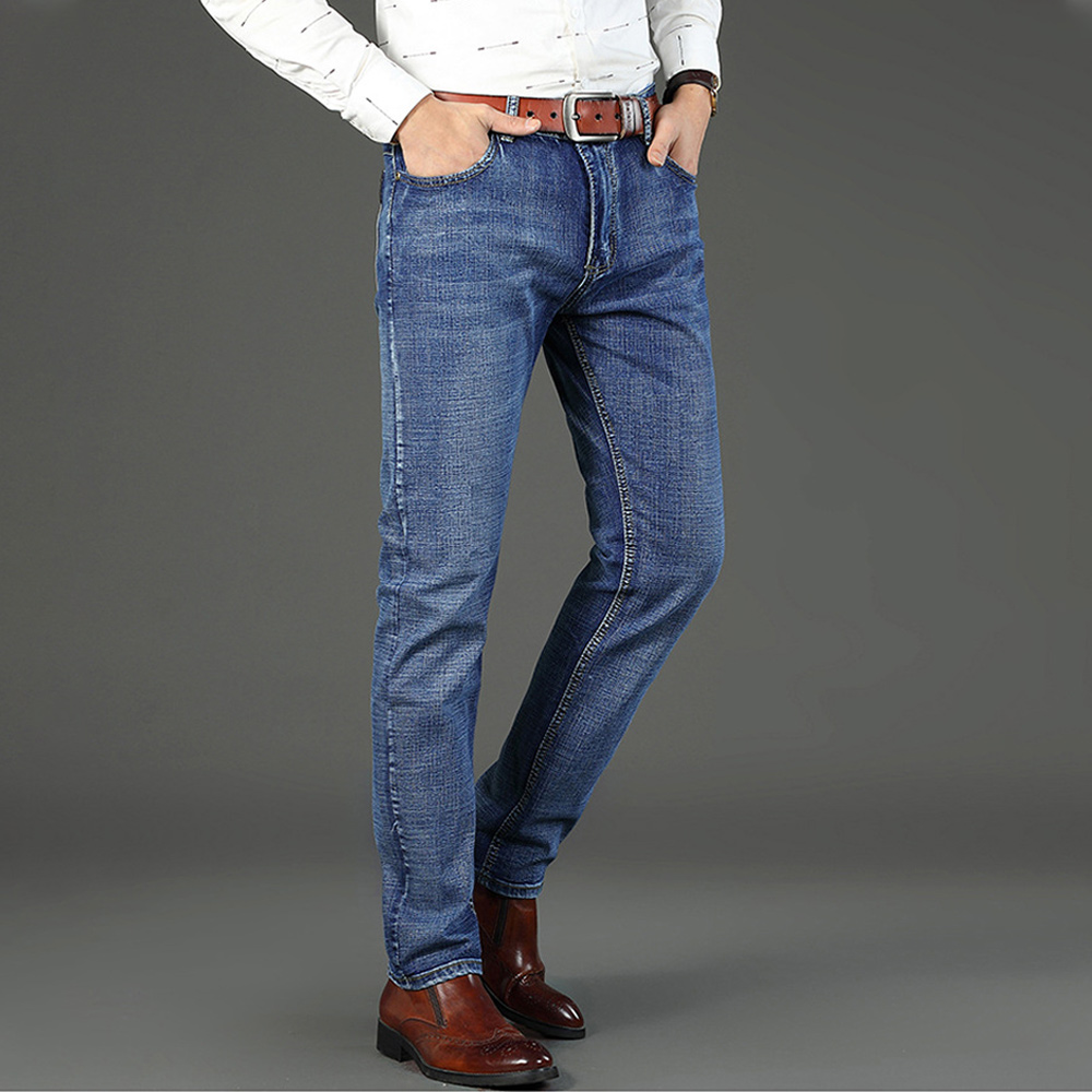 Men's classic slim fit high quality stretch straight business casual jeans