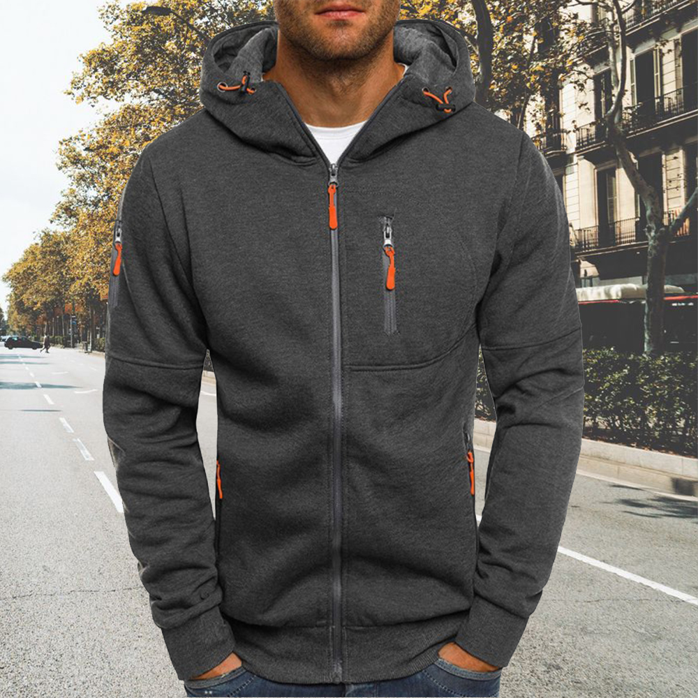 Men's Autumn and Winter Casual Zippered Hooded Cardigan Sweatshirt
