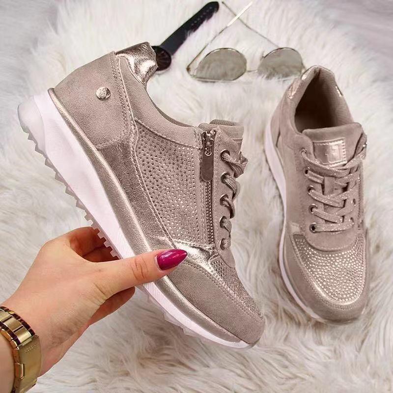 Women's Orthopaedic Wedge Trainers with Zip | Comfortable Cushion Foot Pain Relief