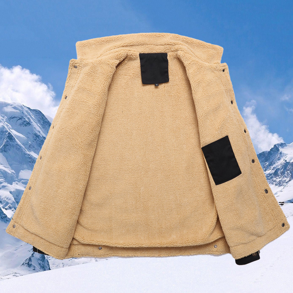 New Men's Plush Thick Lapel Work Jacket