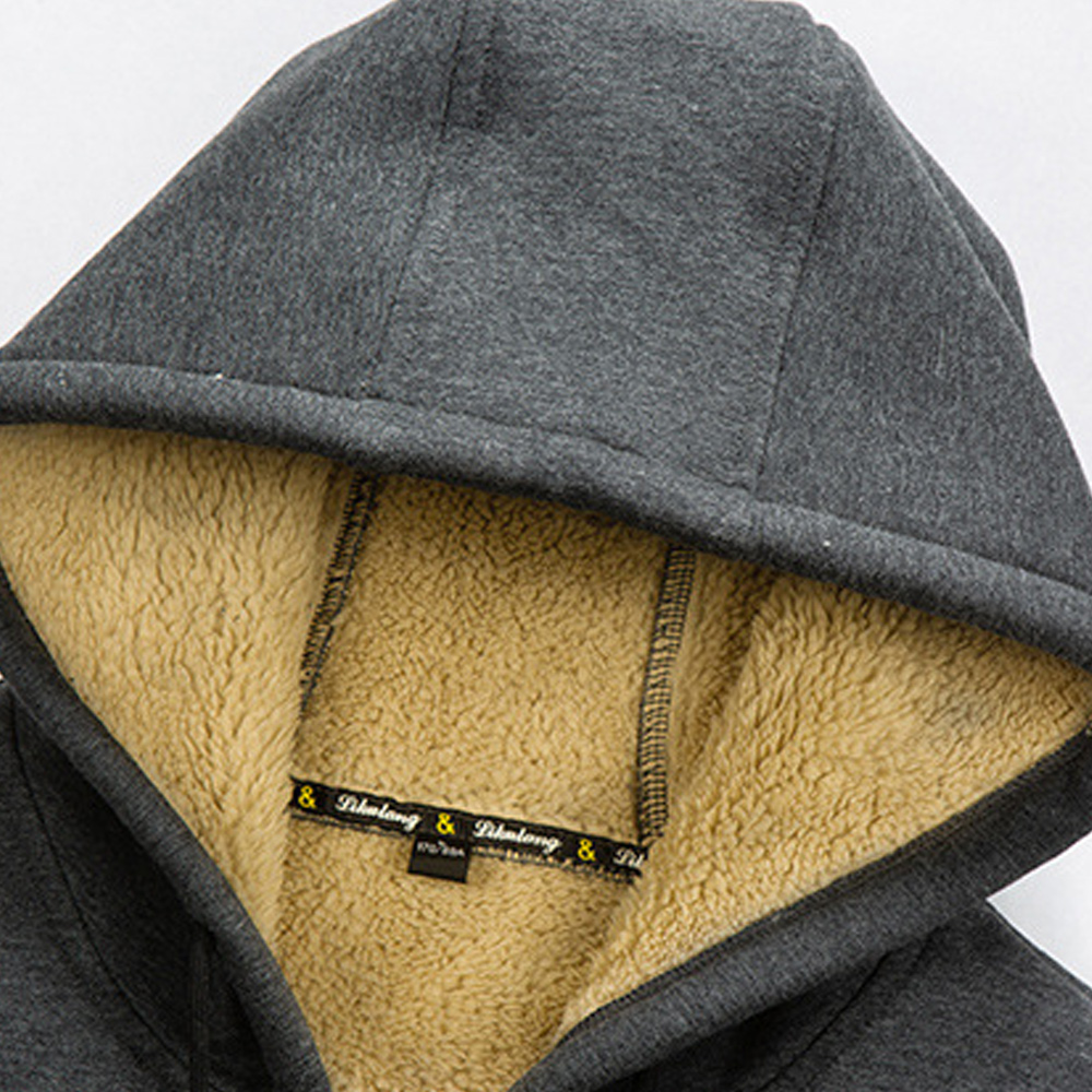 New autumn and winter men's lambswool thickened warm hooded sweatshirt suit