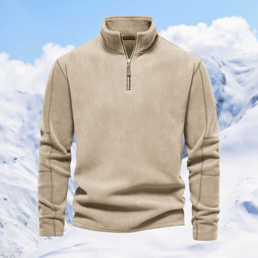 Autumn and winter men's polar fleece half zipper stand collar long sleeve sweatshirt